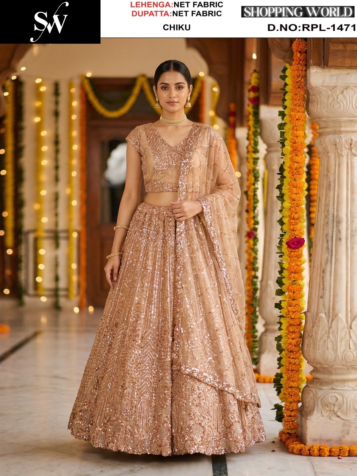 Firozi Blue Net Lehenga