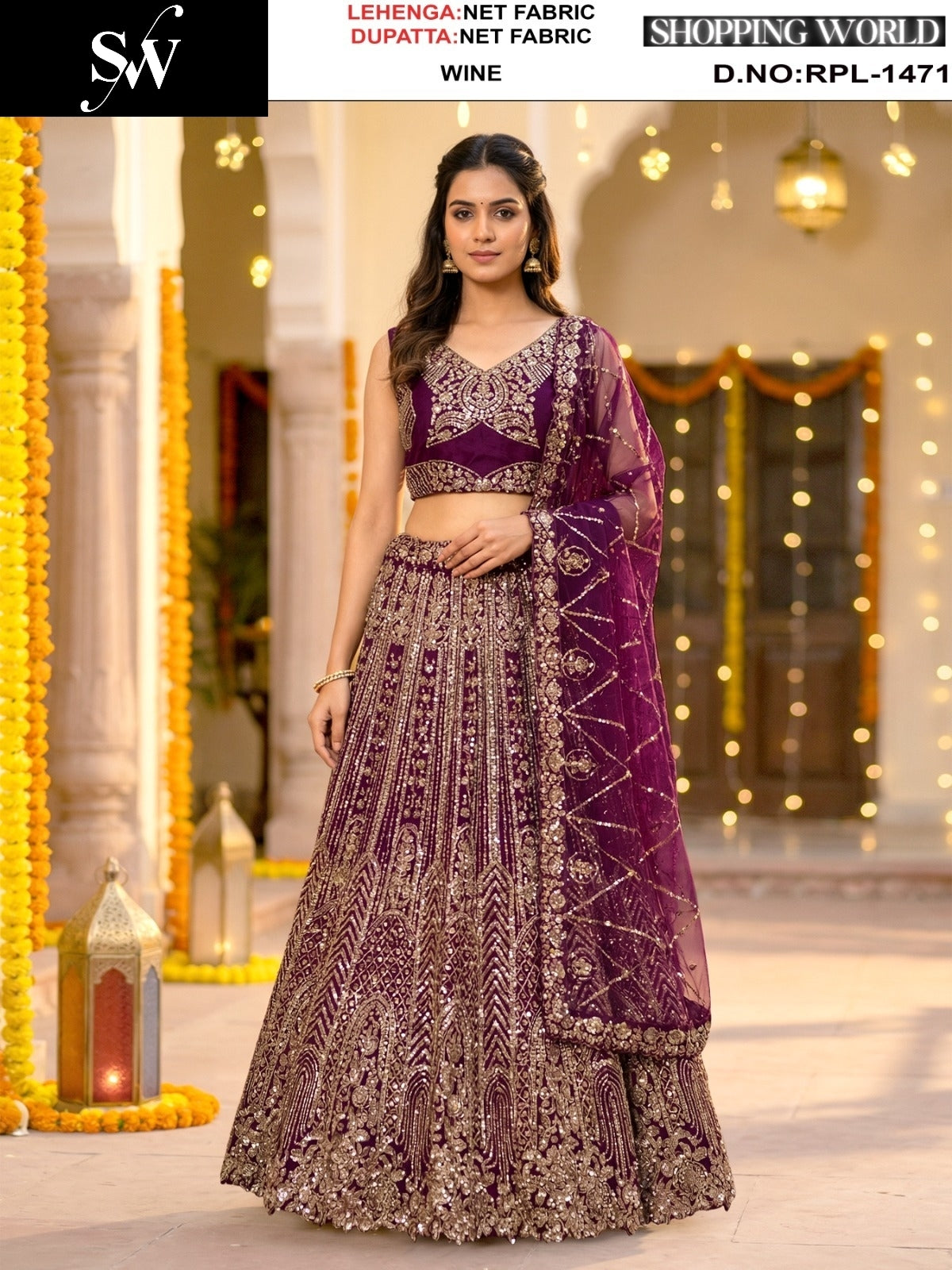 Chiku golden Net Lehenga