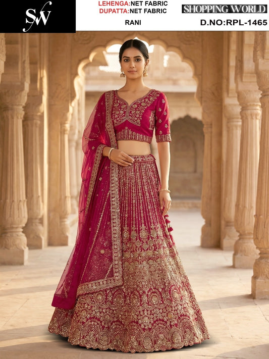 Yellow Haldi Mehendi Net Lehenga