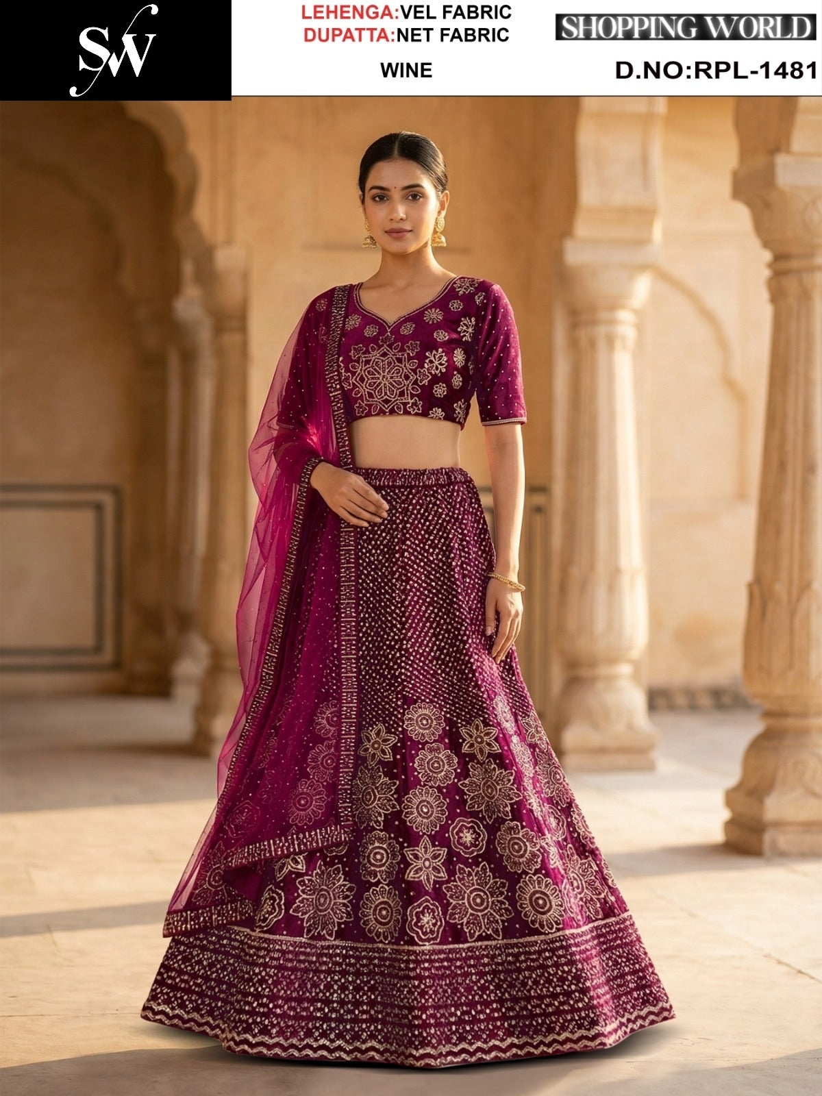Morpich Blue Velvet Lehenga