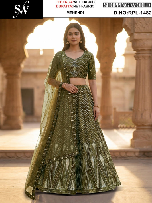 Dark Coffee Velvet Lehenga