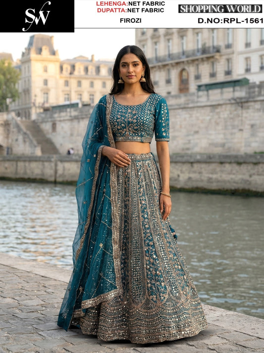 Mustard Net Lehenga