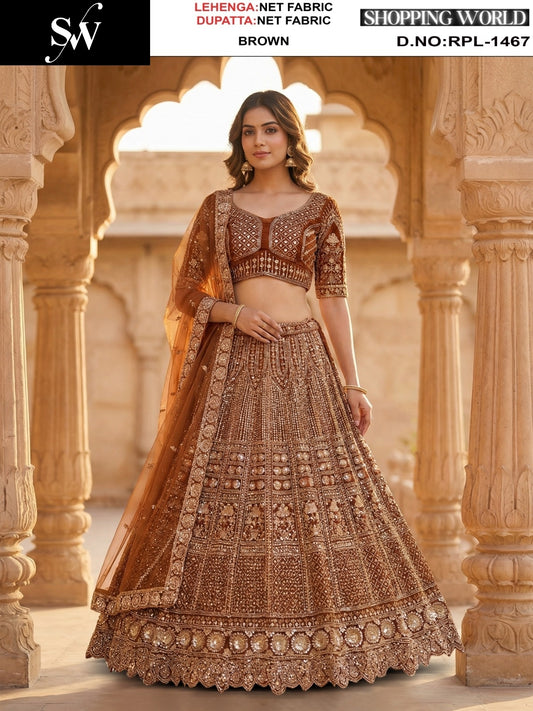 Rani pink Net Lehenga