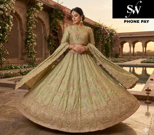 Brown Self Jacquard Lehenga