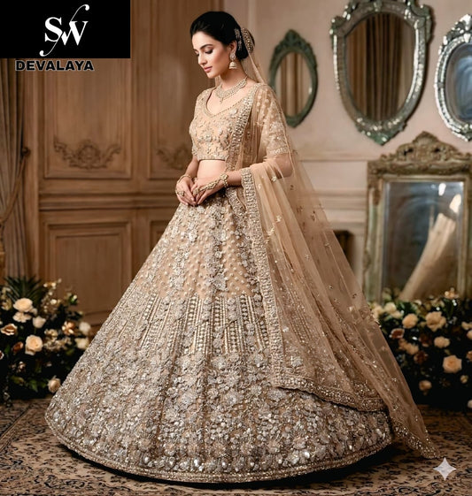 Onion Pink Net Lehenga
