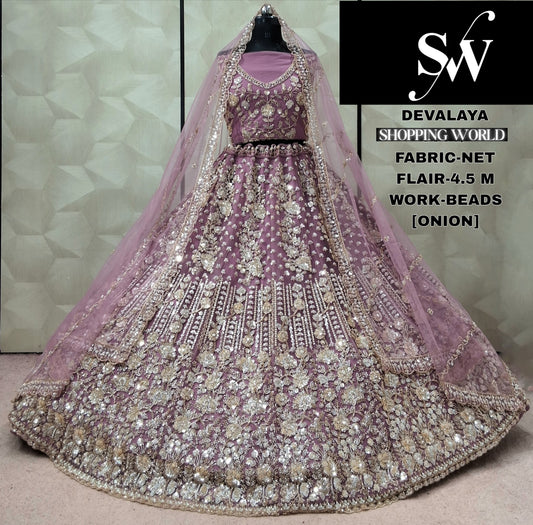 Pink Net Lehenga