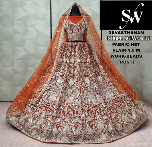 Pink Net Crop Top Lehenga