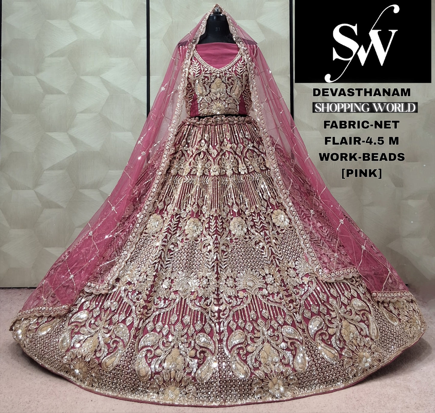 Rust Orange Net Crop Top Lehenga