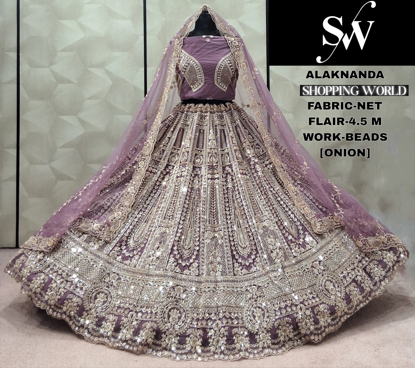 Pista Green Net Lehenga