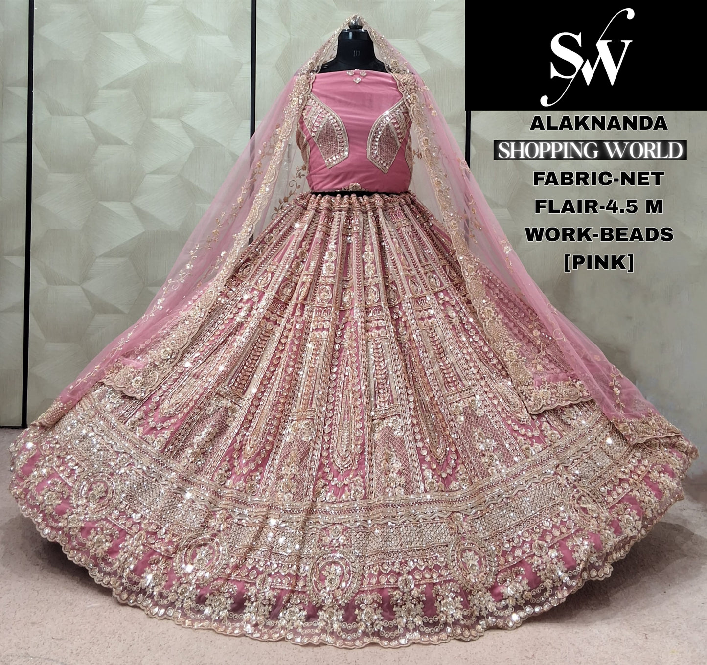 Onion pink Net Lehenga