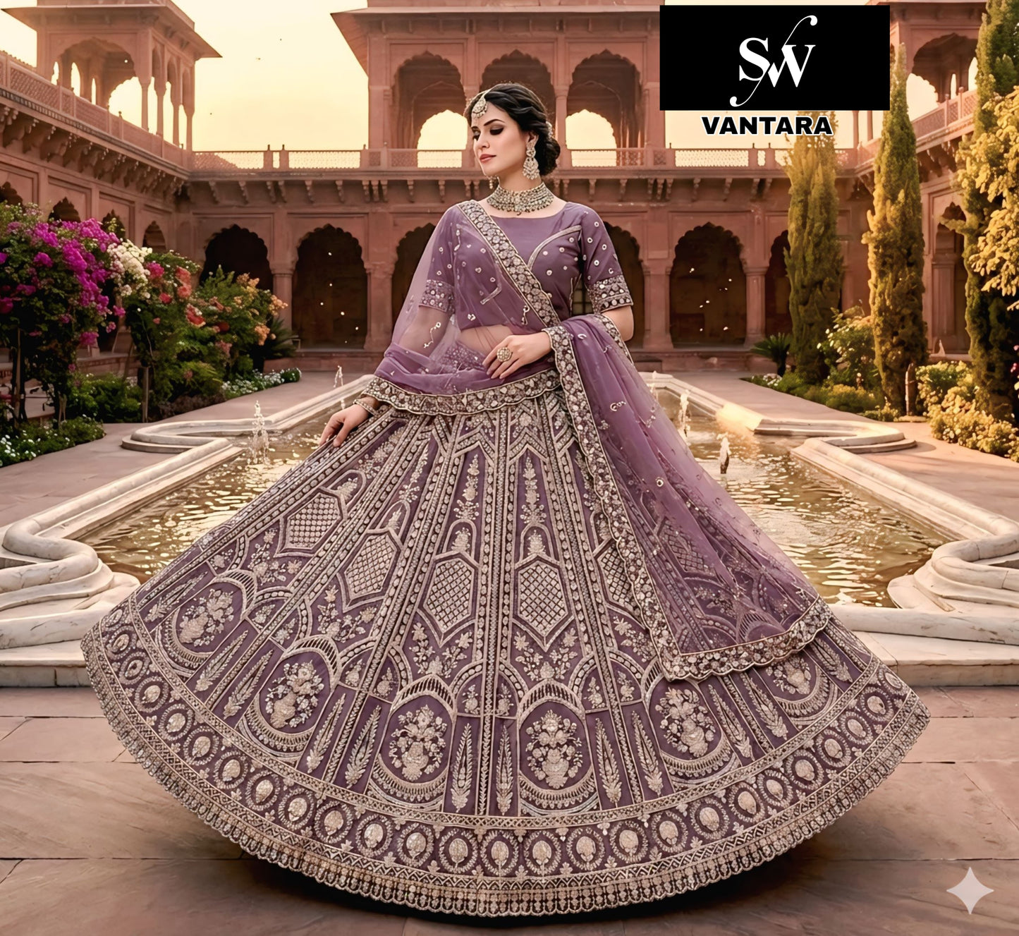 Onion pink Net Lehenga