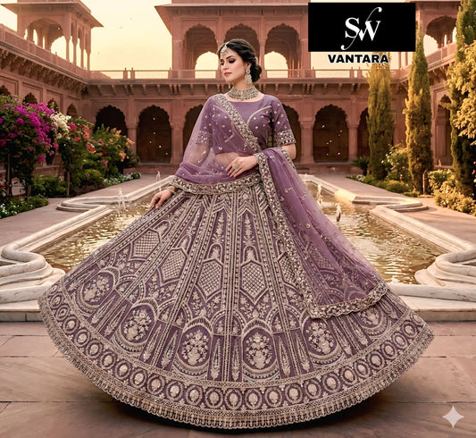 Lavender Net Lehenga