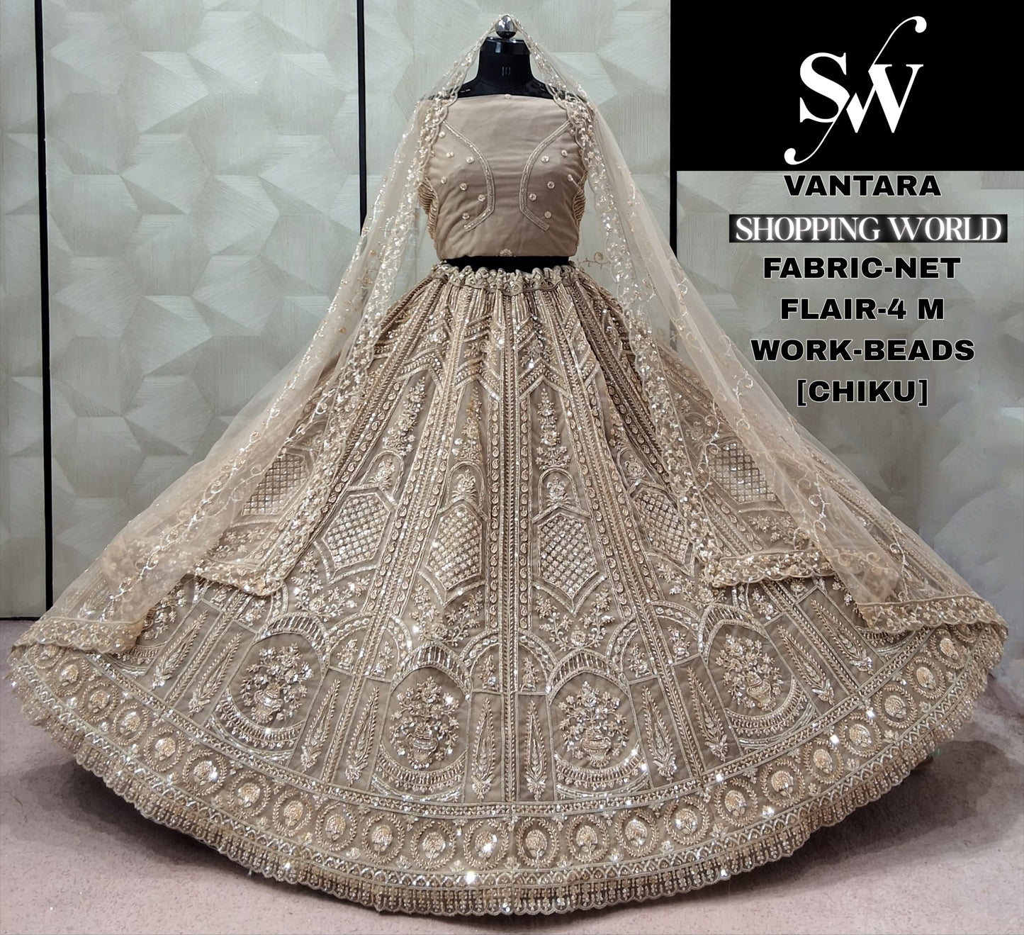 Rust Orange Net Lehenga