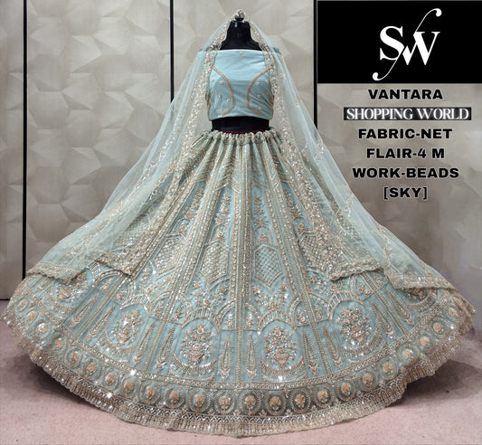 Rust Orange Net Lehenga