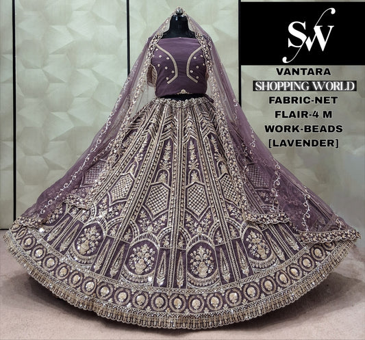 Lavender Net Lehenga