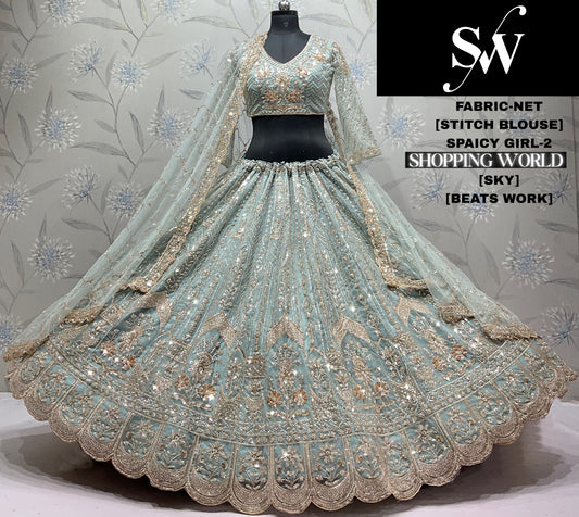 Sky Blue Net Lehenga