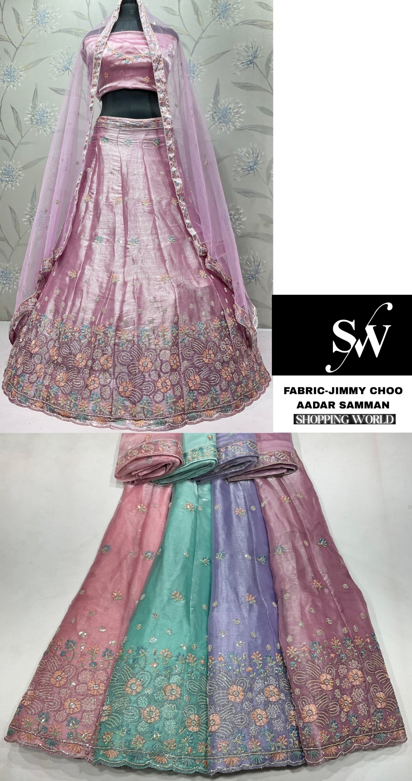 Pink Purple Green Lehenga