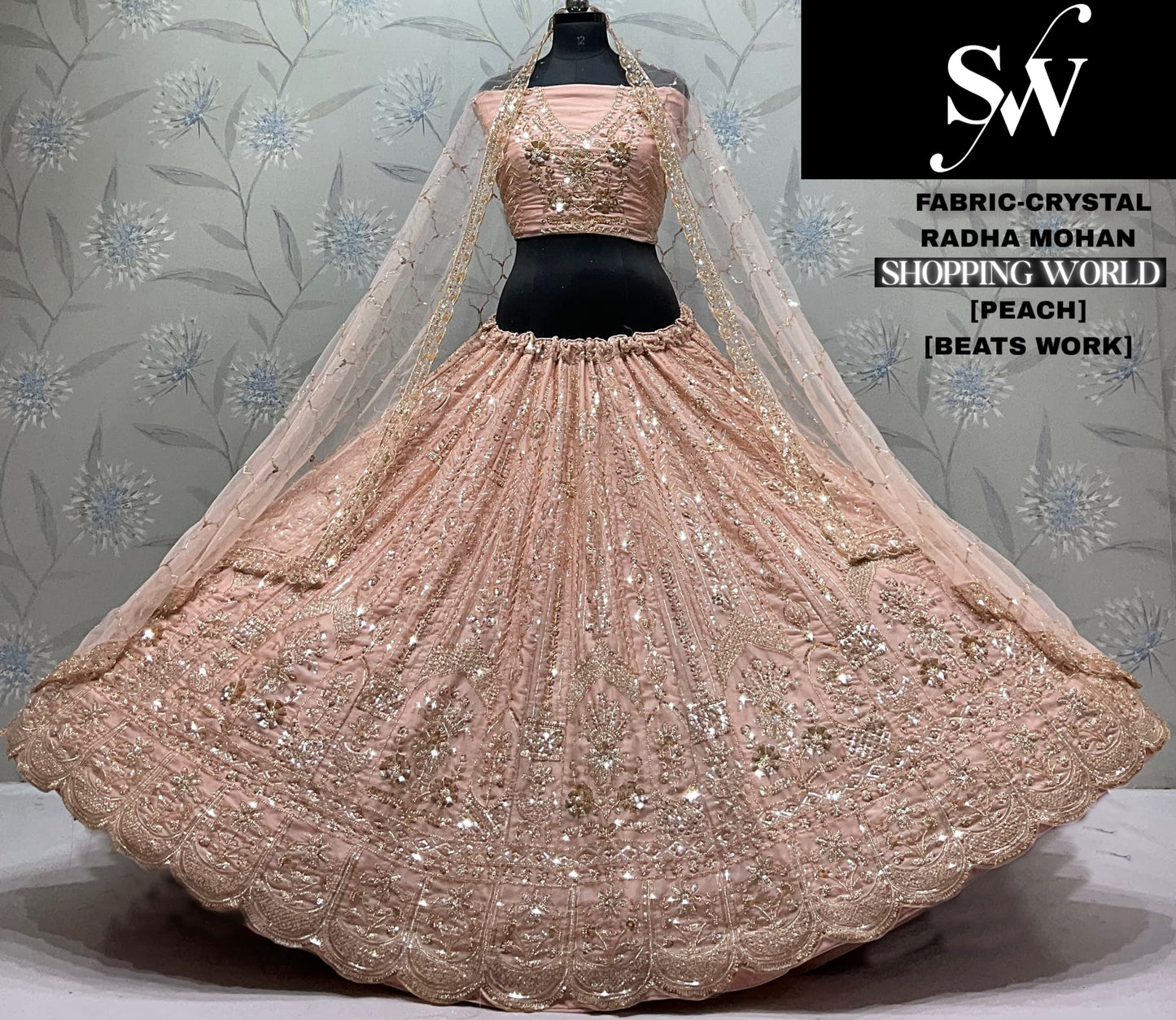 Sky Blue Crystal Lehenga