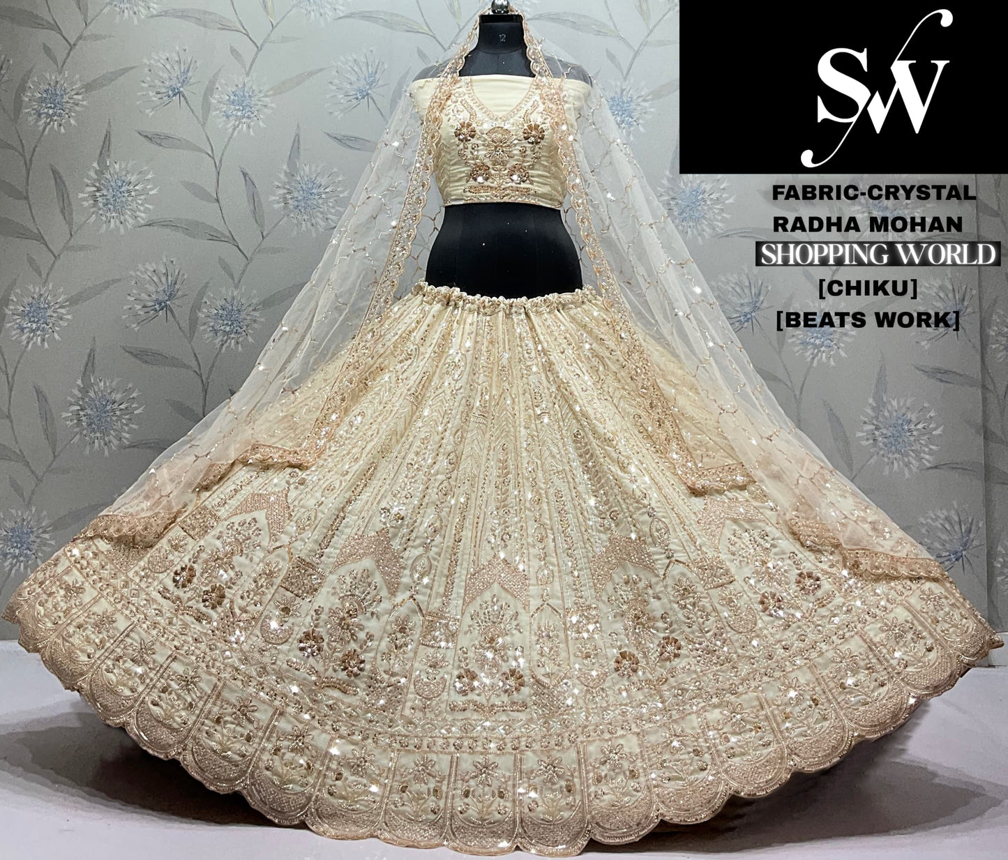 Peach Crystal Lehenga