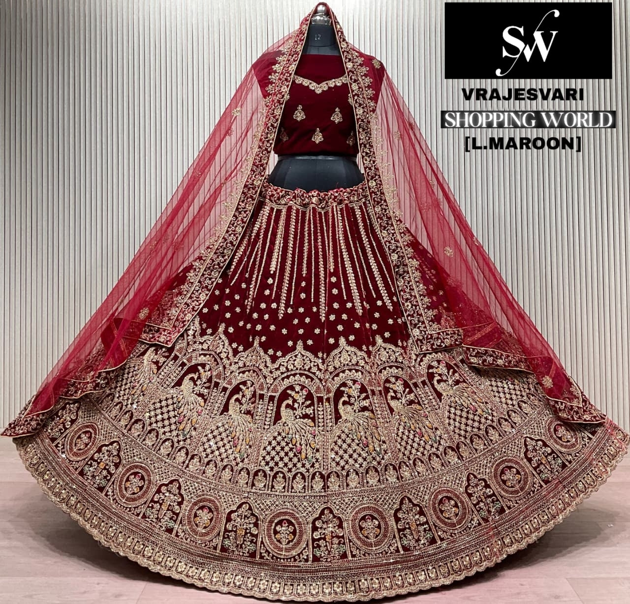 Dark maroon Bridal Lehenga