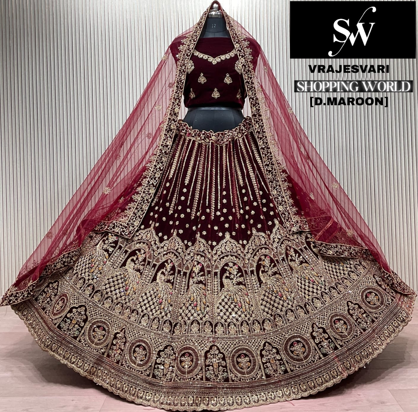 Light maroon Bridal Lehenga