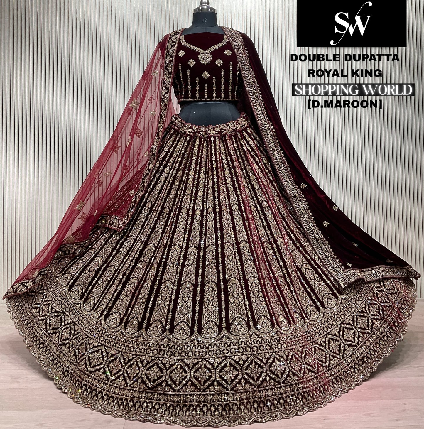 Blue Double Dupatta Bridal Lehenga