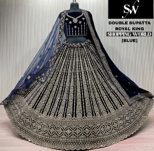 Dark Maroon Double Dupatta Bridal Lehenga