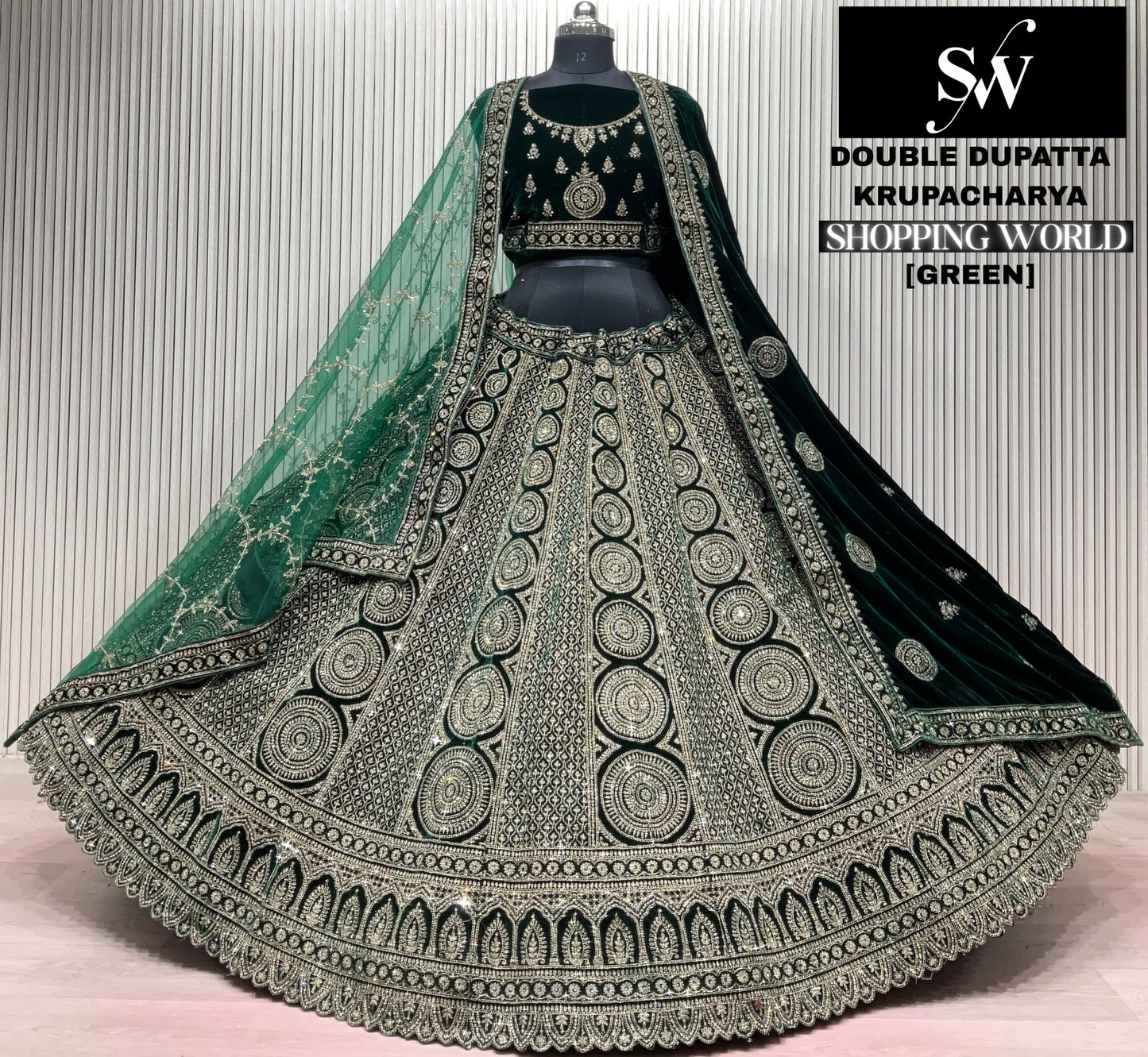 Wine Double Dupatta Bridal Lehenga