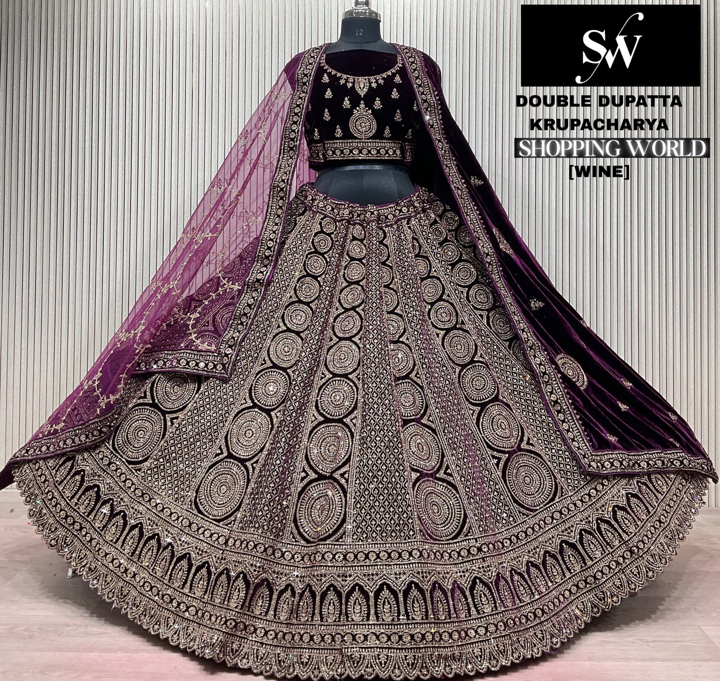 Rani pink Double Dupatta Bridal Lehenga