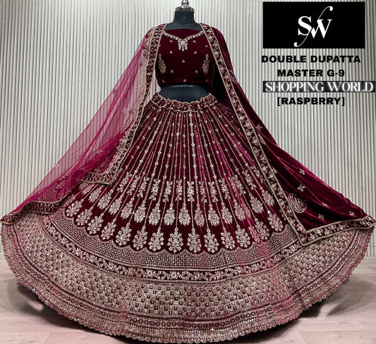 Mehendi Double Dupatta Bridal Lehenga