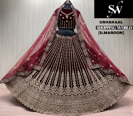 Light Maroon Double Dupatta Bridal Lehenga