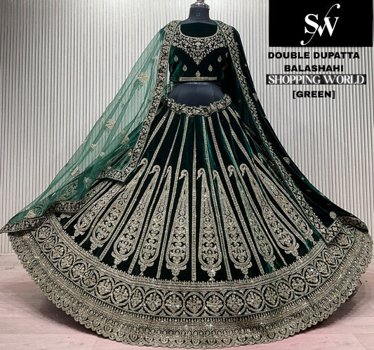 Wine Double Dupatta Bridal Lehenga