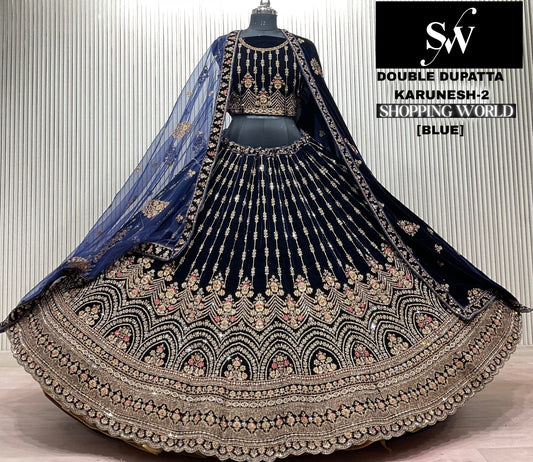 Green Double Dupatta Bridal Lehenga