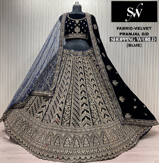 Wine Double Dupatta Bridal Lehenga