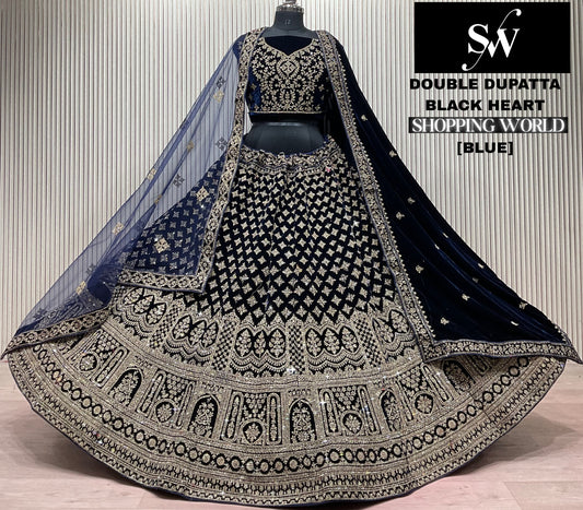 Wine Double Dupatta Bridal Lehenga