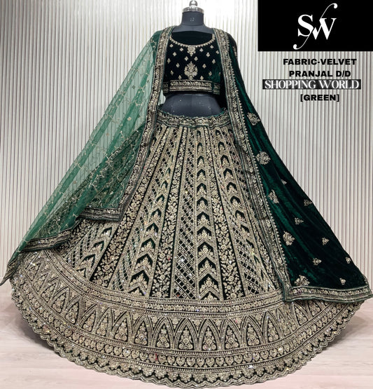 Dark Maroon Double Dupatta Bridal Lehenga