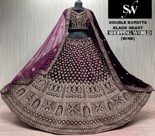 Mehendi Green Double Dupatta Bridal Lehenga