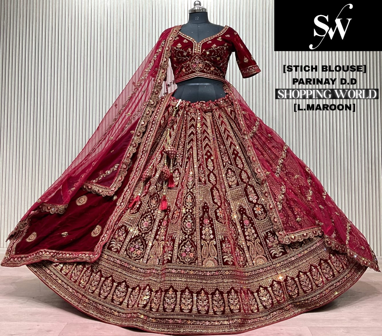 Dark Maroon Bridal Lehenga