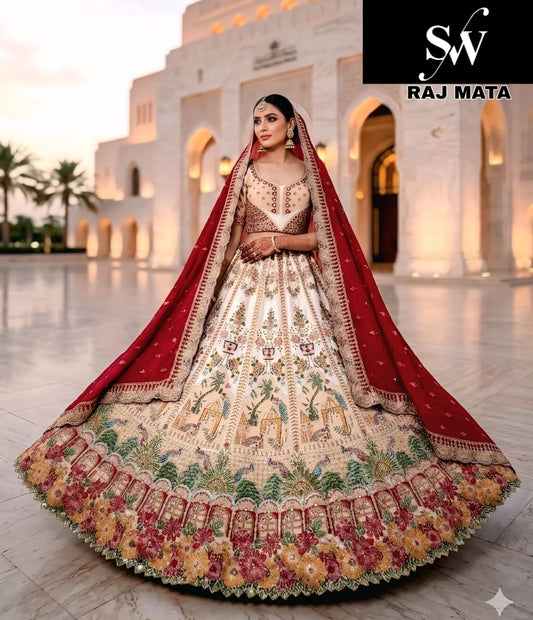 Sky Blue position print Crop Top Lehenga