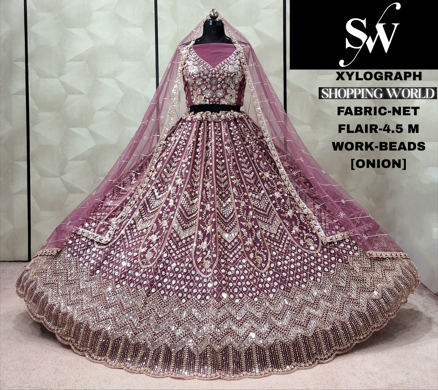 Pink Net Lehenga