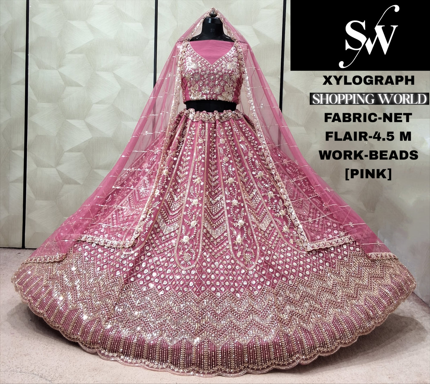 Rani Pink Net Lehenga