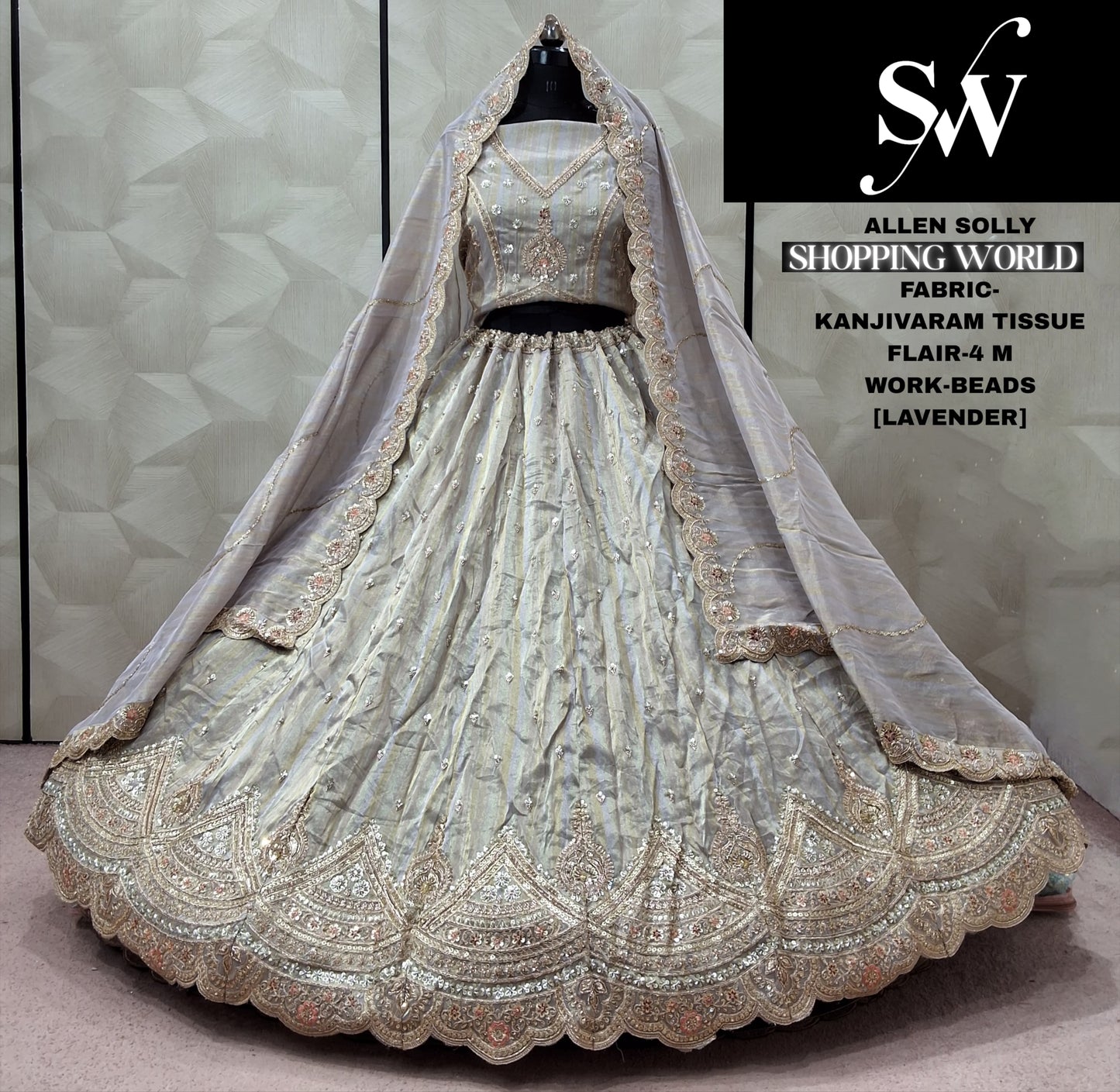 Chiku golden Kanjivaram Tissue Lehenga