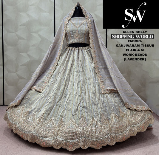 Peach Kanjivaram Tissue Lehenga