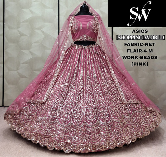 Rust Orange Net Lehenga