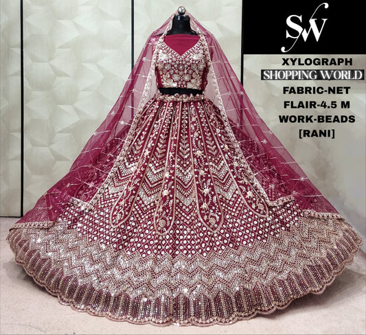 Pink Net Lehenga