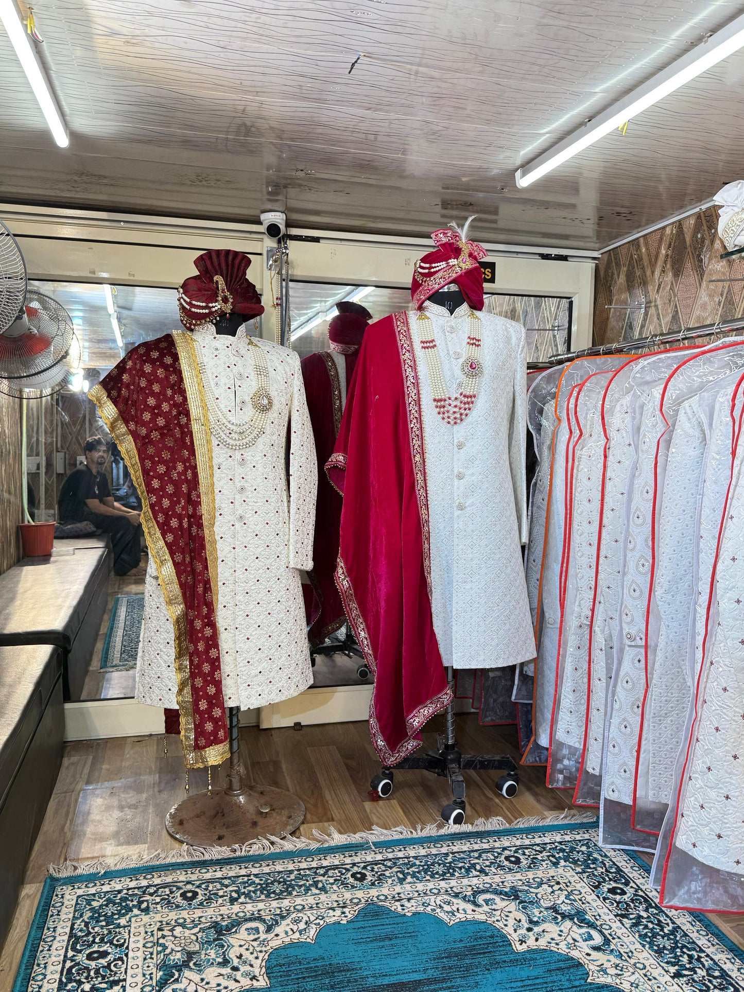 Rani pink maroon White Sherwani