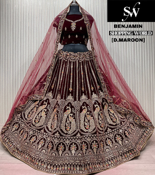 Light Maroon peacock Bridal Lehenga