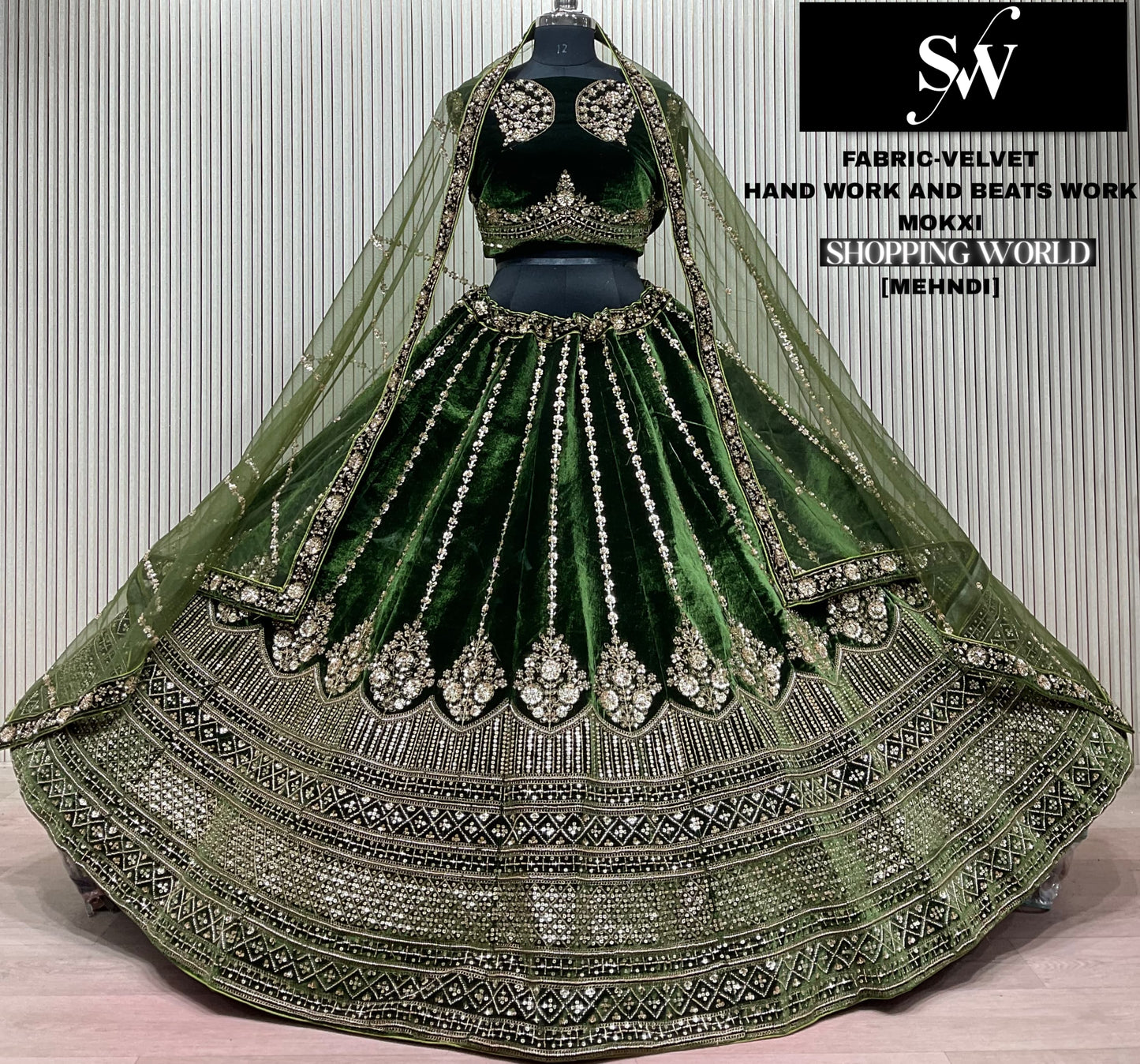 Blue Velvet Bridal Lehenga