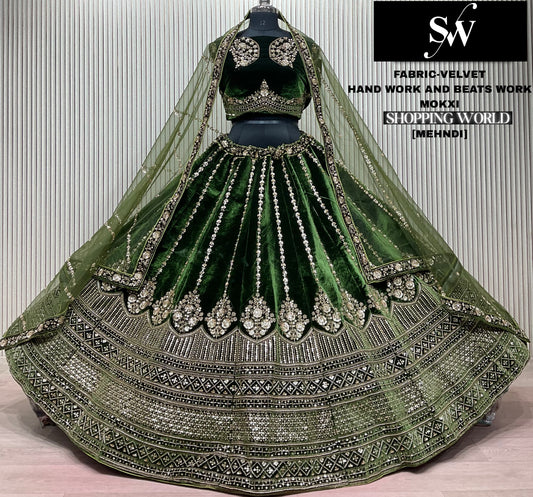 Blue Velvet Bridal Lehenga