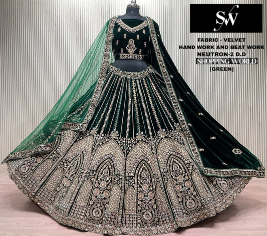 Wine Velvet Bridal Lehenga